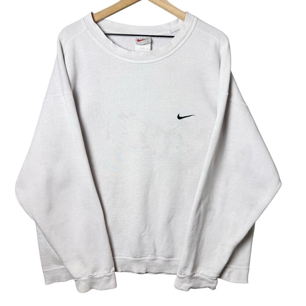 Vintage Nike Swoosh Sweatshirt Crewneck Late 80’s Early 90’s Mens XL White